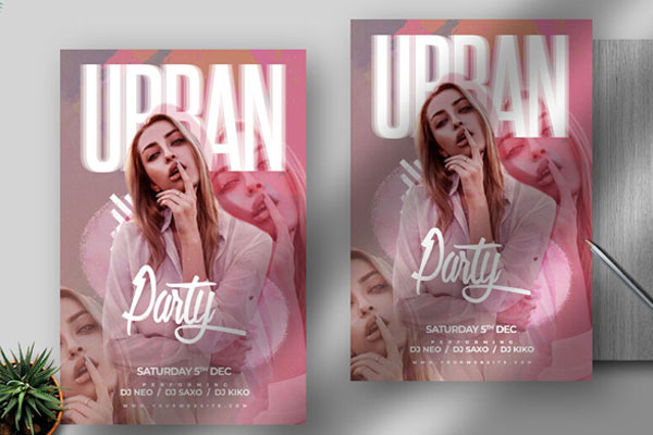 Pink Club Event and Party Flyer Template FREE PSD