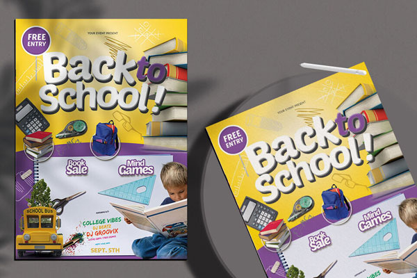 Playful Kids Back To School Flyer Template FREE PSD