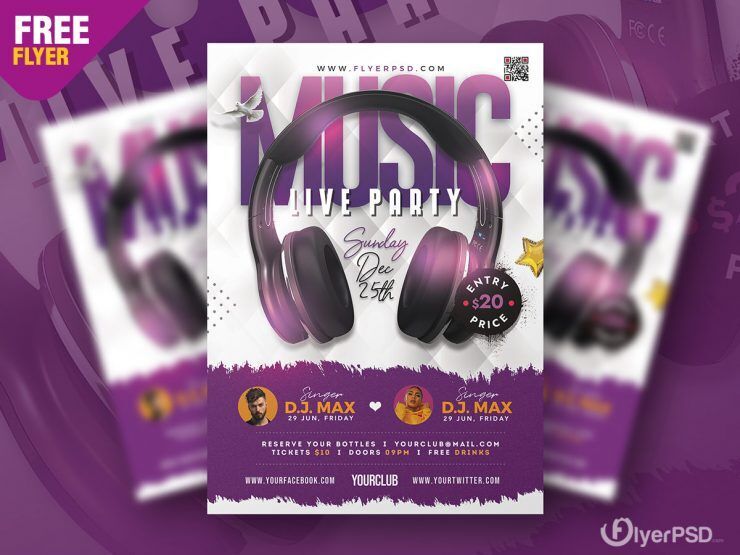 Purple and White Event Flyer Template FREE PSD