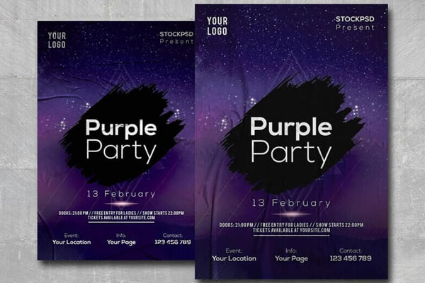Purple Club Party Flyer Template FREE PSD