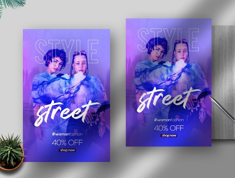 Purple Fashion Style Flyer Template FREE PSD