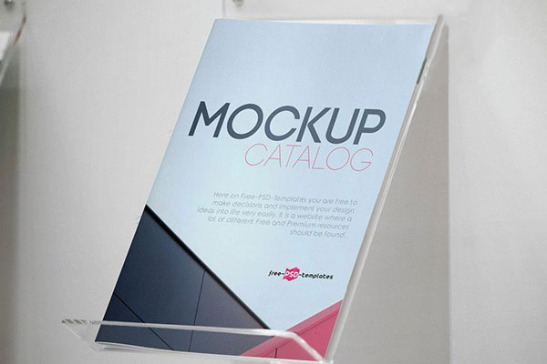Realistic Mockup Showing an Angled View of a Catalog FREE PSD