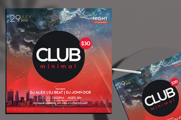 Red and Blue Urban Club Instagram Flyer Post Template FREE PSD