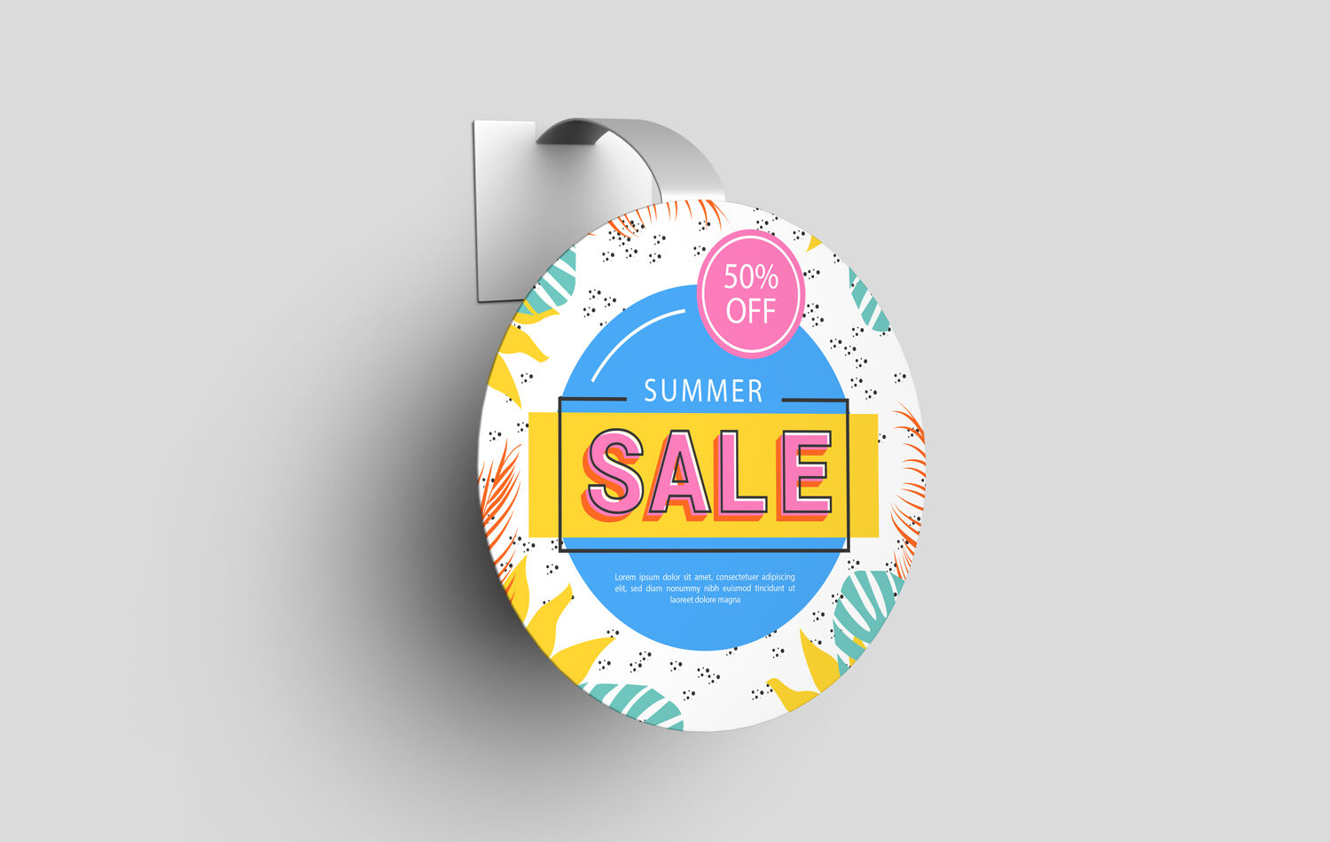 Round Advertising Wobbler Mockup Attached to a Solid Surface FREE PSD