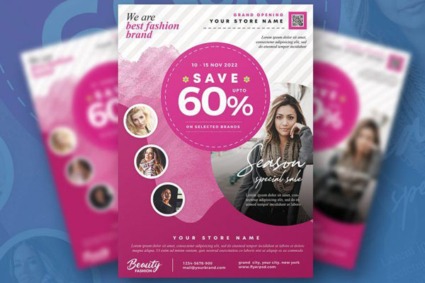 Round Grid Fashion Sale Flyer Template FREE PSD