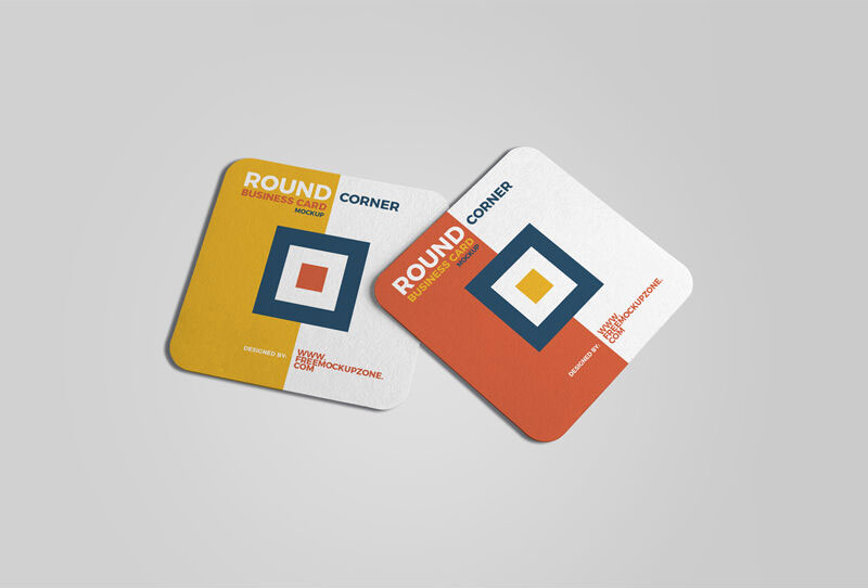 Rounded Corners Square Business Card Mockup Set FREE PSD