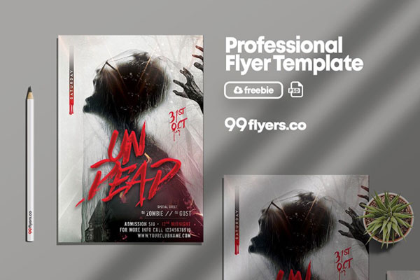 Scary Halloween Party Flyer Template FREE PSD