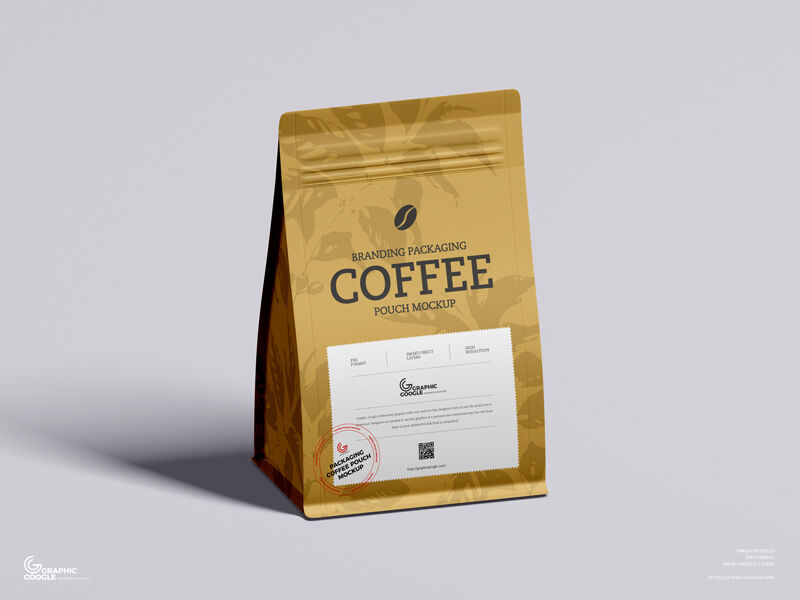 Sealed Coffee Packaging Packet in Perspective Mockup FREE PSD