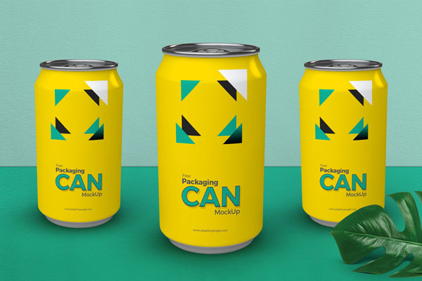 Set Of Three Can Packaging Mockup FREE PSD