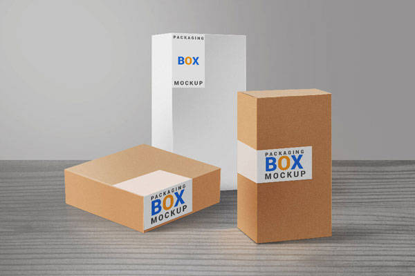 Set of Three Product Packaging Boxes Mockup FREE PSD