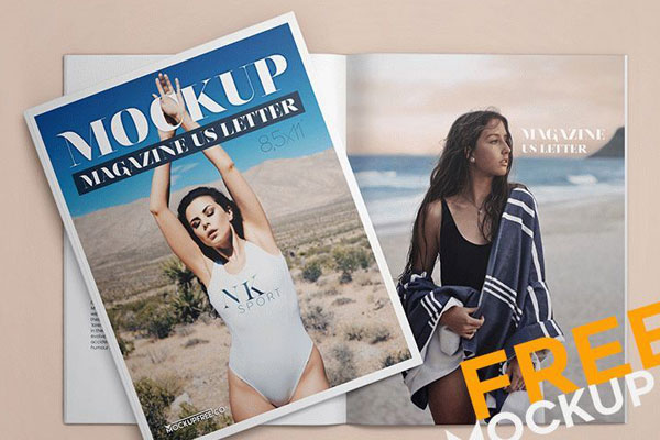 Set of Three Us Letter Magazine Mockups in Different Views FREE PSD
