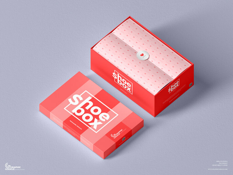 Shoebox Packaging Mockup with Lid FREE PSD