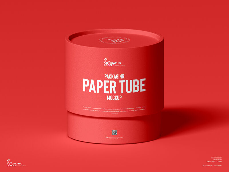 Short Round Packaging Paper Tube Mockup FREE PSD