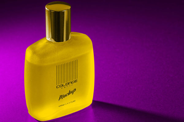 Side View of Standing Frosted Cologne Bottle Mockup FREE PSD