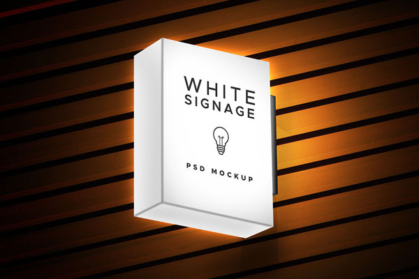 Signage Lightbox Mockup in Half-Side View FREE PSD