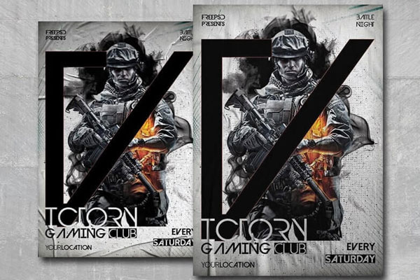 Silver Dotted Game Event Flyer Template FREE PSD