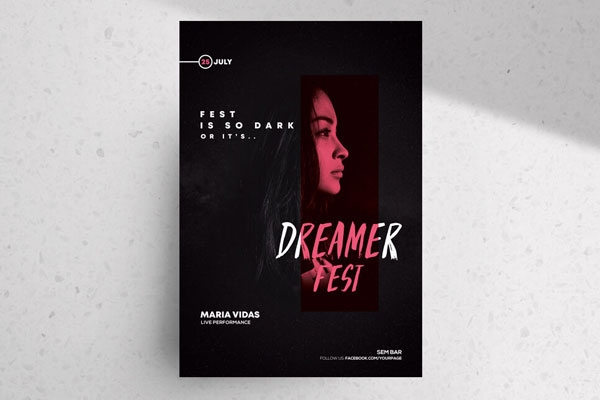 Simple Dark Fest Flyer Template FREE PSD