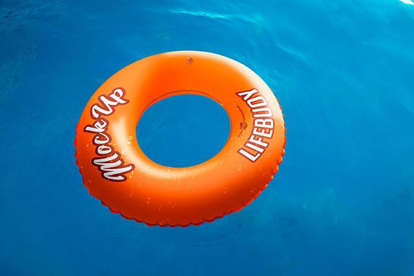 Single Lifebuoy Mockup In The Water FREE PSD
