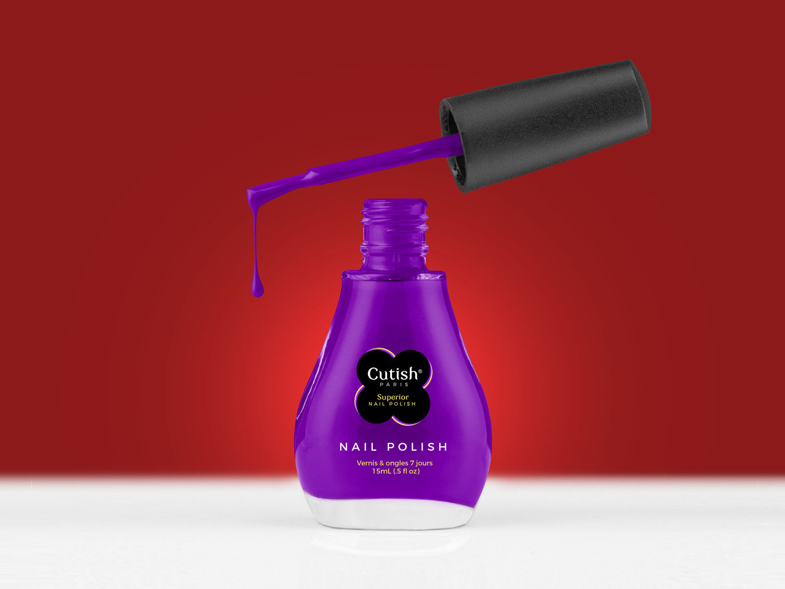 Small Glass Nail Polish Bottle With Blur Background Mockup FREE PSD