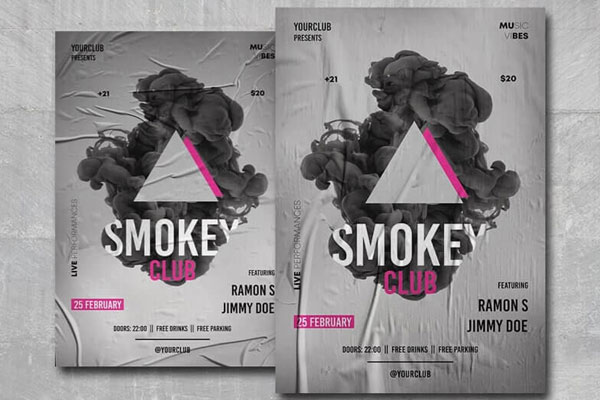 Smoky Mysterious Party Club Flyer Template FREE PSD