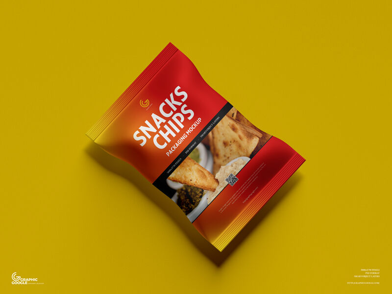 Snacks Chips Packaging Mockup from Top View FREE PSD
