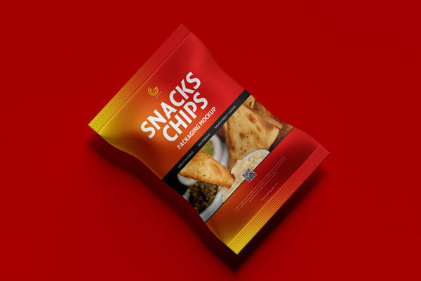 Snacks Chips Packaging Mockup from Top View FREE PSD