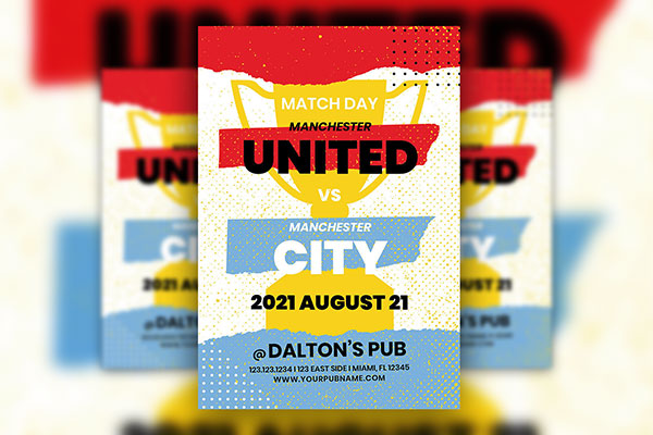 Soccer Tournament Flyer Template with a Championship Cup FREE PSD