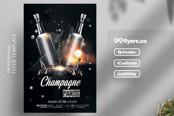 Sparkly Black Party Flyer Template FREE PSD