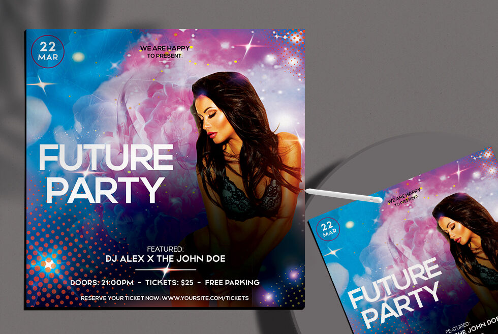 Sparkly Dotted Ladies Party Instagram and Flyer Template FREE PSD