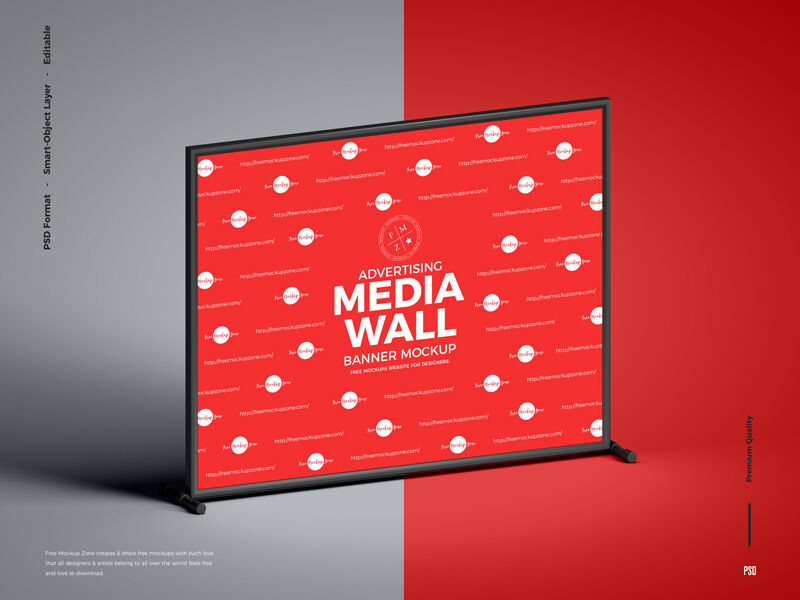 Square Advertising Framed Media Wall Banner Mockup FREE PSD