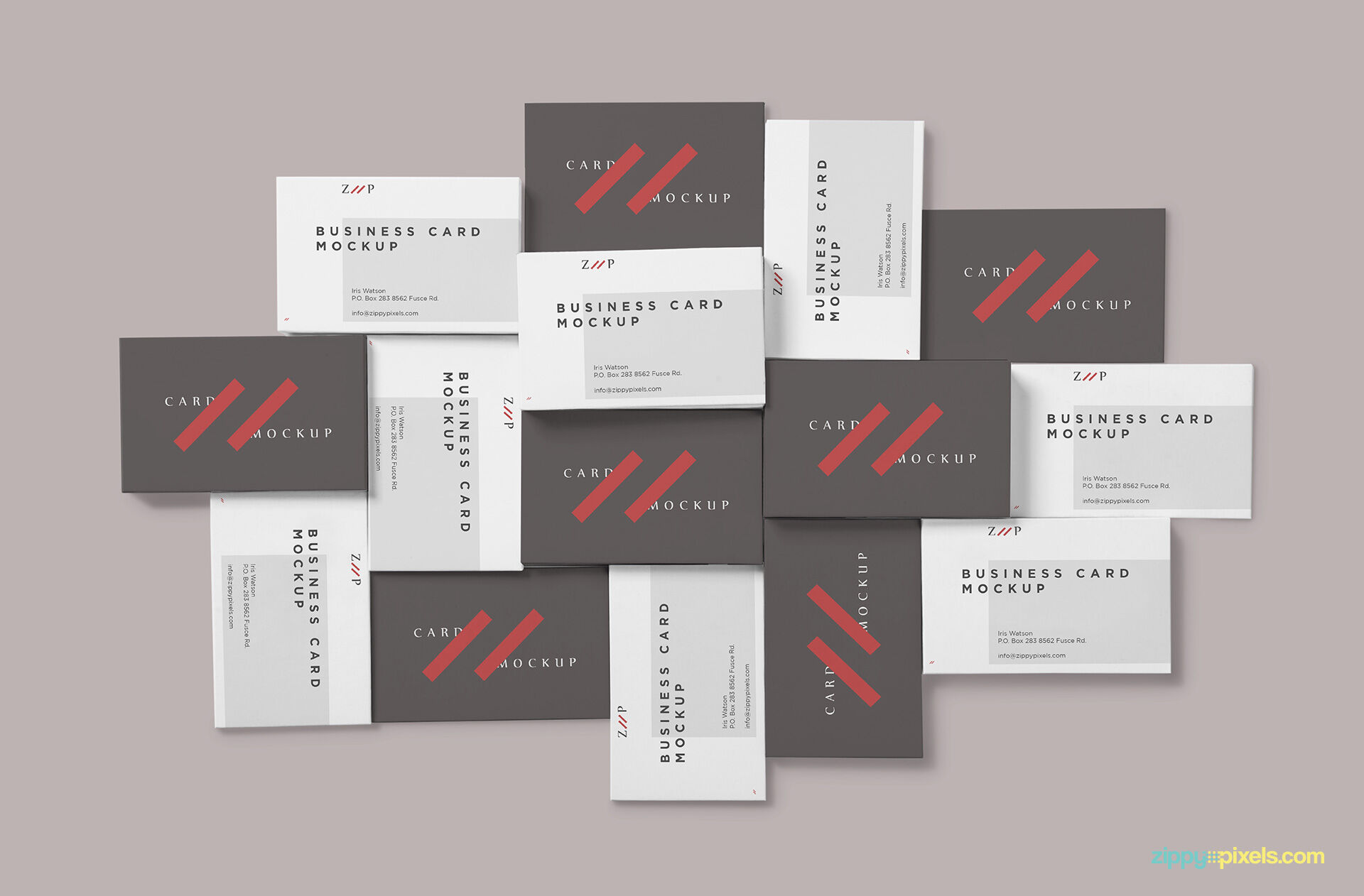 Stack of Business Card Mockup from Top View FREE PSD