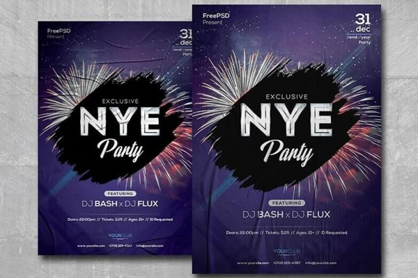 Starry New Year's Eve Party Flyer Template FREE PSD