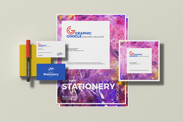 Stationery Mockup Featuring Cards, Paper and Pencil FREE PSD