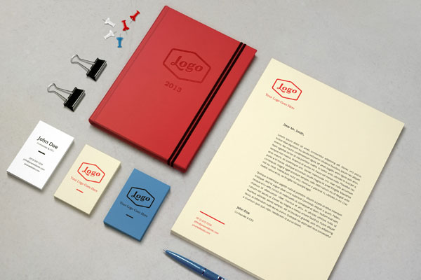 Stationery Mockup Showing Business Cards, Letterhead and Notebook FREE PSD