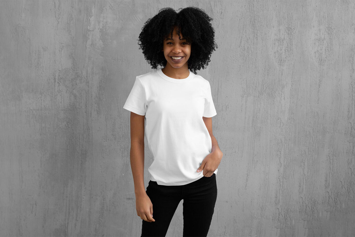 T-shirt Mockup Featuring a Woman in front of a Wall FREE PSD