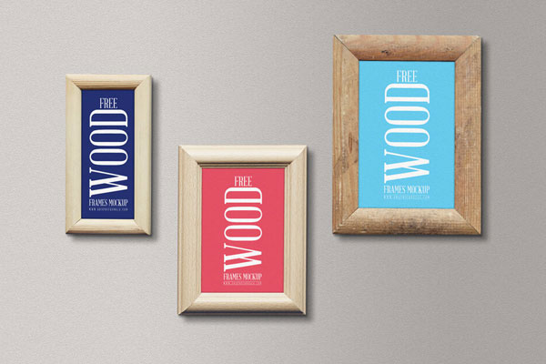 Three Vertical Wood Frames Mockup FREE PSD