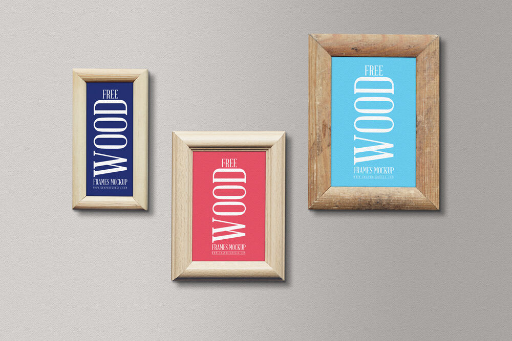 Three Vertical Wood Frames Mockup (FREE)   Resource Boy