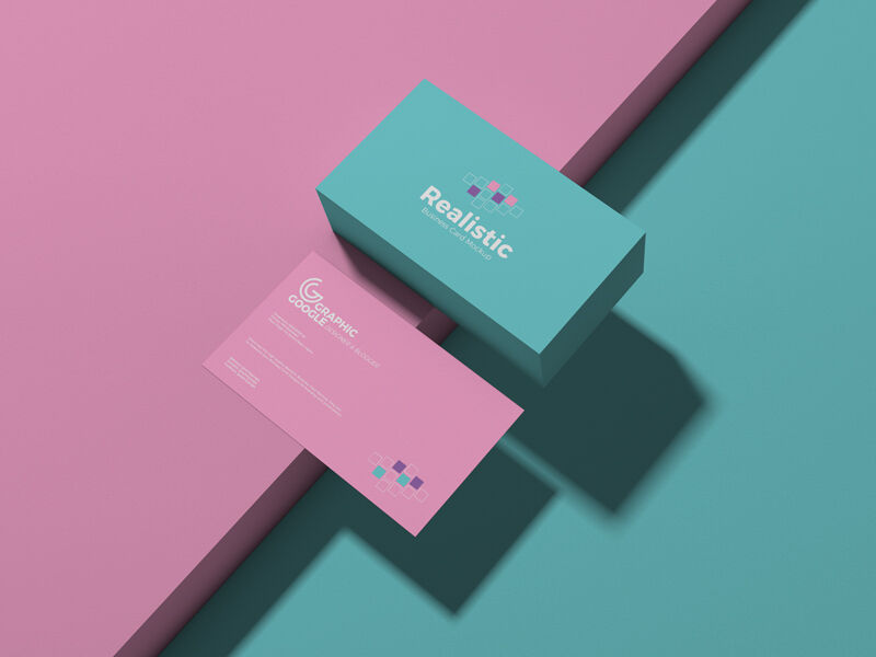 Top Side of Business Cards on the Edge of Stage FREE PSD