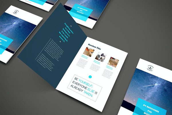Top Side View of Foldable Brochures Pack Set A4 FREE PSD