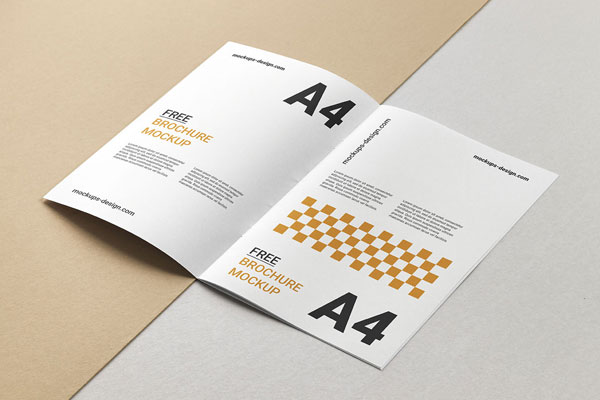 Top Side View of Minimalistic and Clean A4 Brochure Mockup FREE PSD