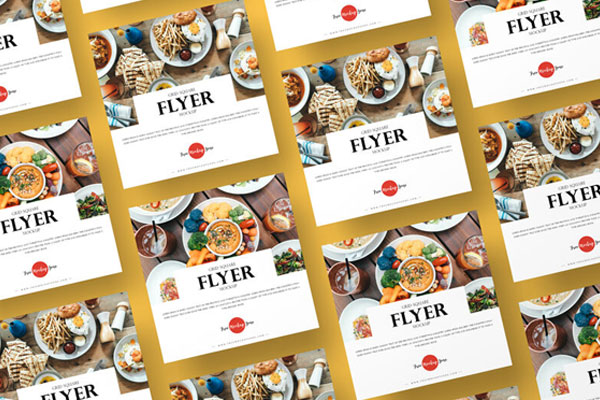 Top View Grid Style Square Flyers Mockup FREE PSD