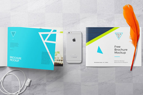 Top View Landscape Brochure Booklet Mockup FREE PSD