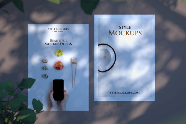 Top View of A5 Flyer Mockup in Realistic Environment FREE PSD