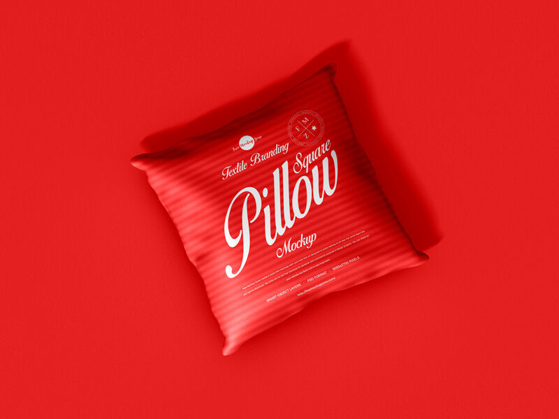 Top View of Textile Branding Square Pillow Mockup FREE PSD