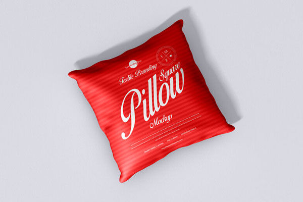 Top View of Textile Branding Square Pillow Mockup FREE PSD