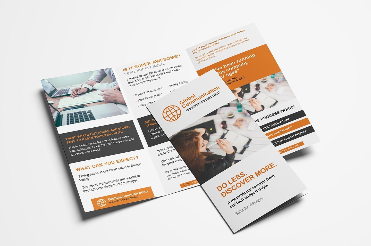 Tri-fold Brochure Template Featuring Back and Front View FREE PSD