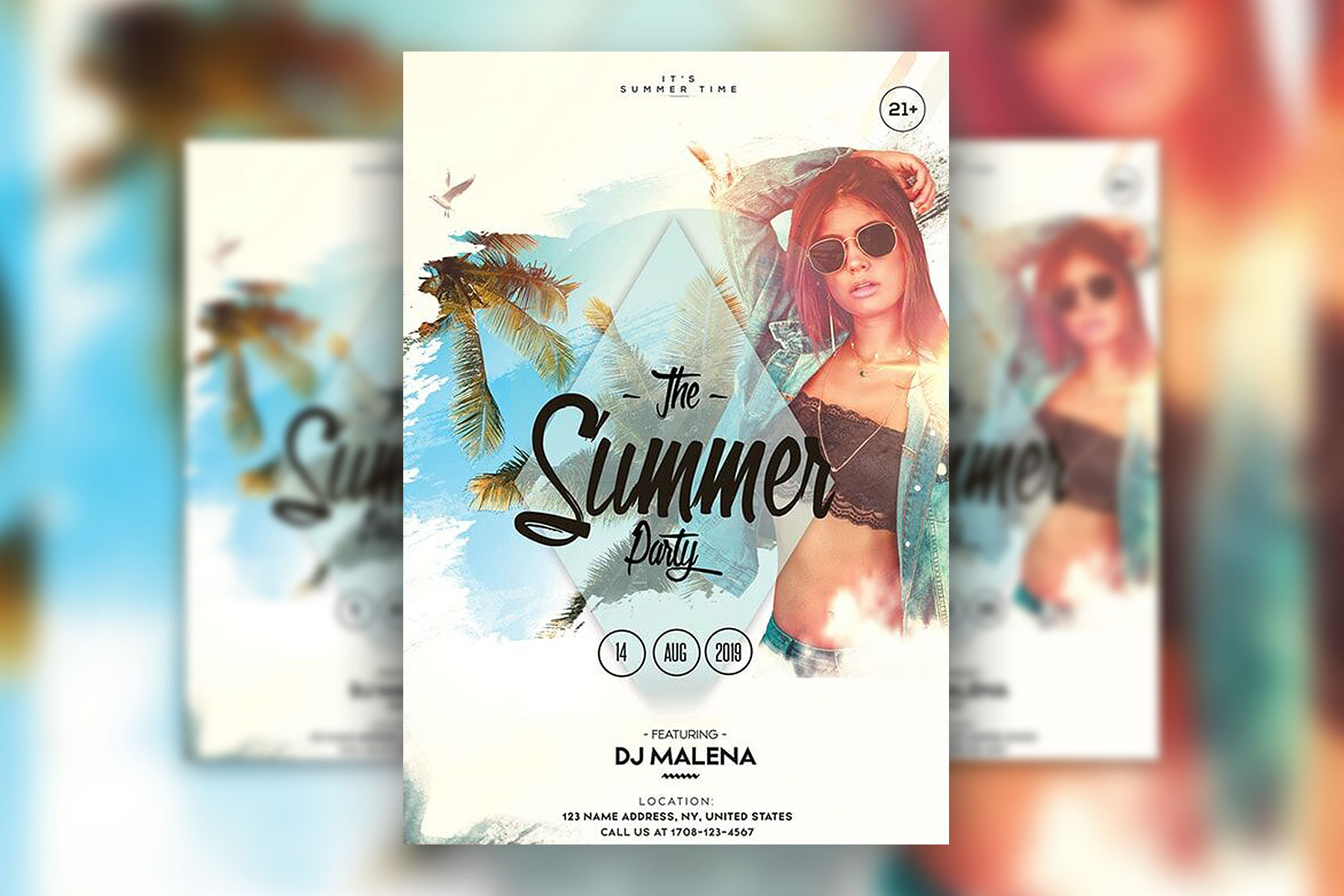 Tropical Club Party Vibes Flyer Template FREE PSD