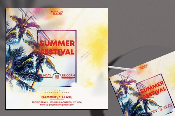 Tropical Summer Flyer Template FREE PSD