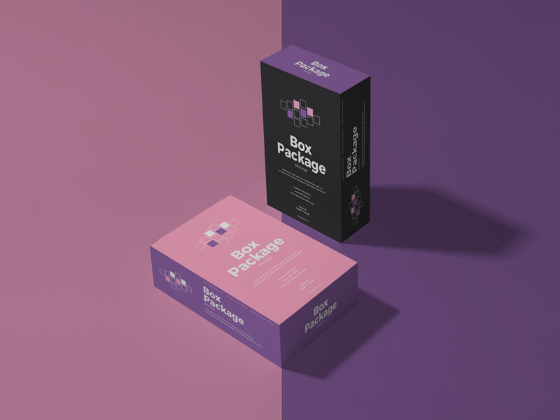 Two Box Packages Standing and Lying Down Mockup FREE PSD