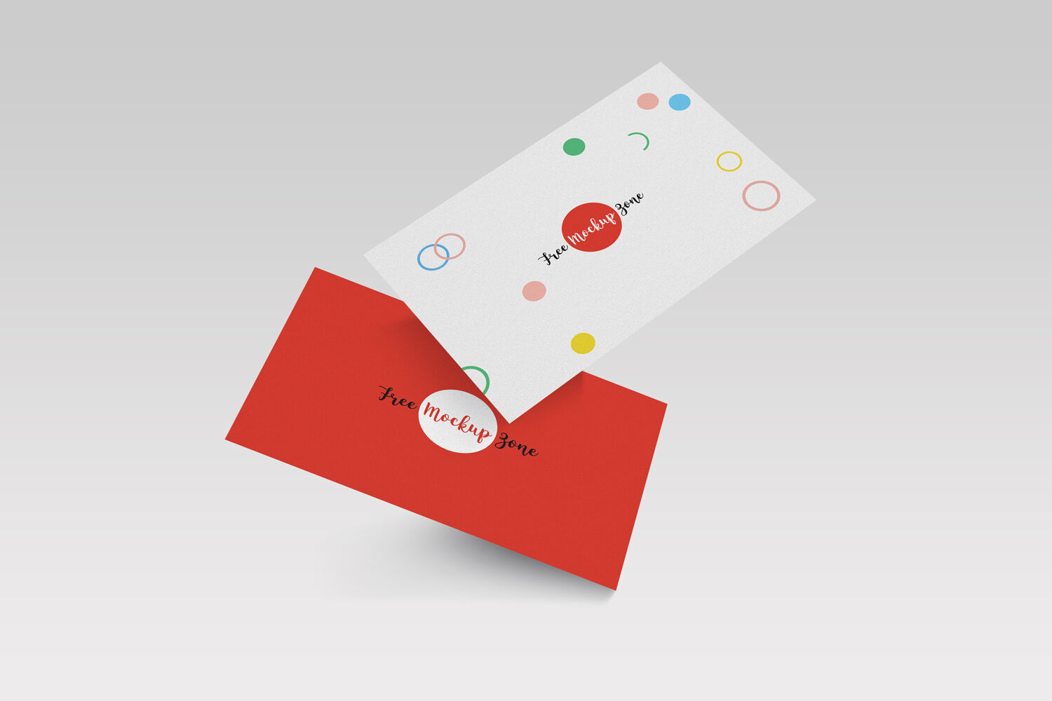 Two Business Cards with Changeable Positions Mockup 3\4 Angle View FREE PSD